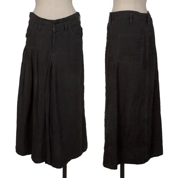Y's Linen Pocket Gather Skirt Black 2 K-148838_001