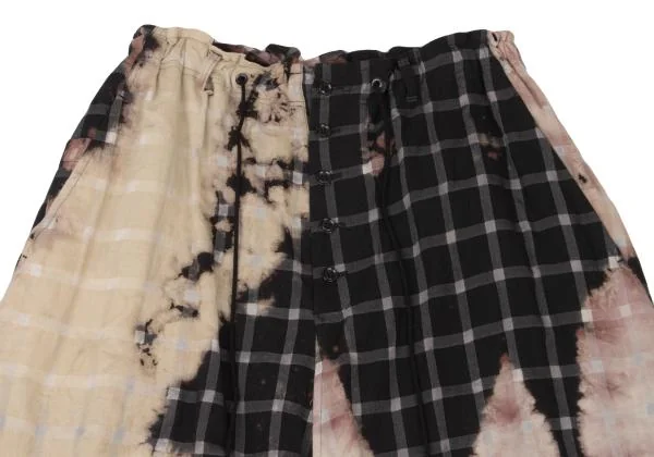 Y's Check Bleach Design Dropped Crotch Pants K-148841_003