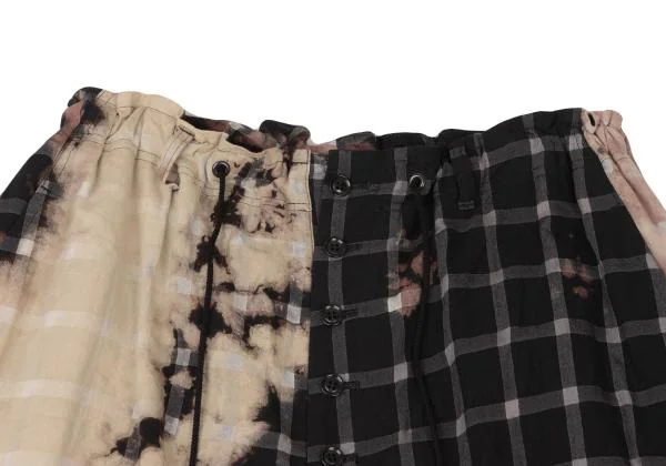 Y's Check Bleach Design Dropped Crotch Pants K-148841_004