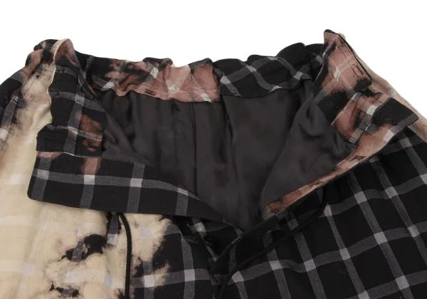Y's Check Bleach Design Dropped Crotch Pants K-148841_008