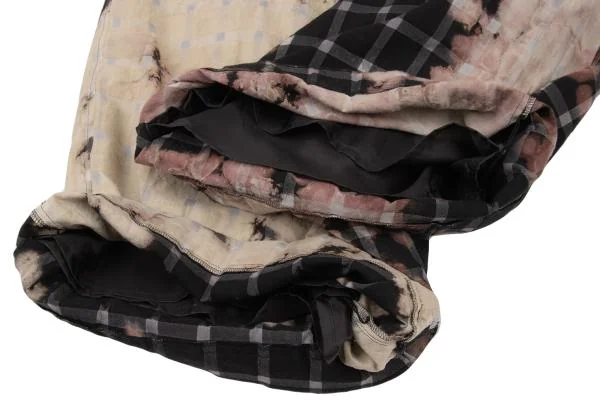Y's Check Bleach Design Dropped Crotch Pants K-148841_012