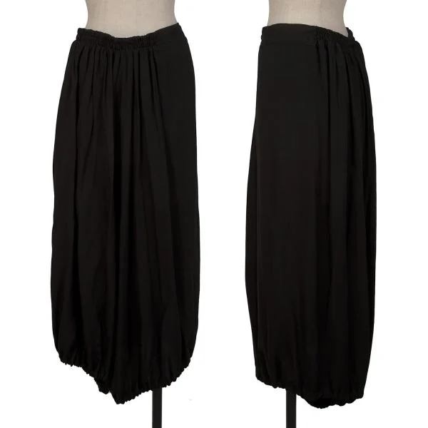 Y's Rayon Cupra Hem Balloon Dropped Crotch Pants Black 1 K-148842_001