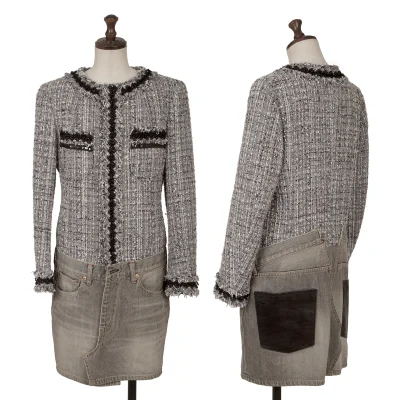 JUNYA WATANABE COMME des GARCONS denim Embellished Denim Docking Tweed Jacket