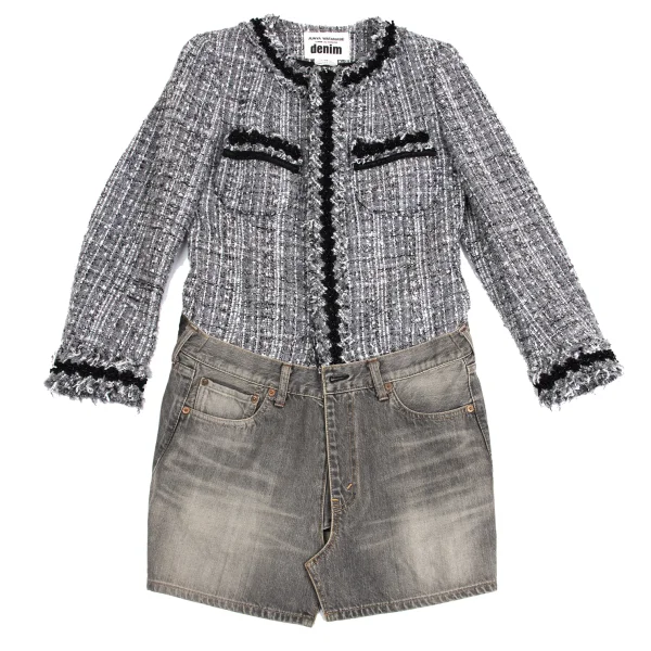 JUNYA WATANABE COMME des GARCONS denim Embellished Denim Docking Tweed Jacket K-148889_002