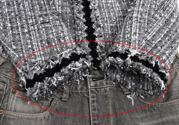 JUNYA WATANABE COMME des GARCONS denim Embellished Denim Docking Tweed Jacket K-148889_008