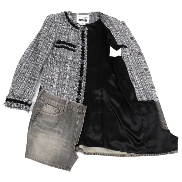 JUNYA WATANABE COMME des GARCONS denim Embellished Denim Docking Tweed Jacket K-148889_012