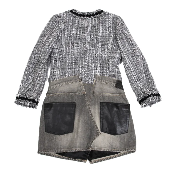 JUNYA WATANABE COMME des GARCONS denim Embellished Denim Docking Tweed Jacket K-148889_015