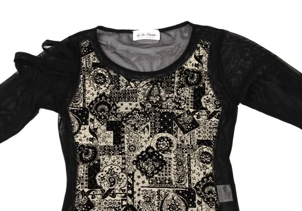 de la Vieux Flocked Print Mesh T Shirt K-148898_003