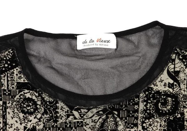 de la Vieux Flocked Print Mesh T Shirt K-148898_004