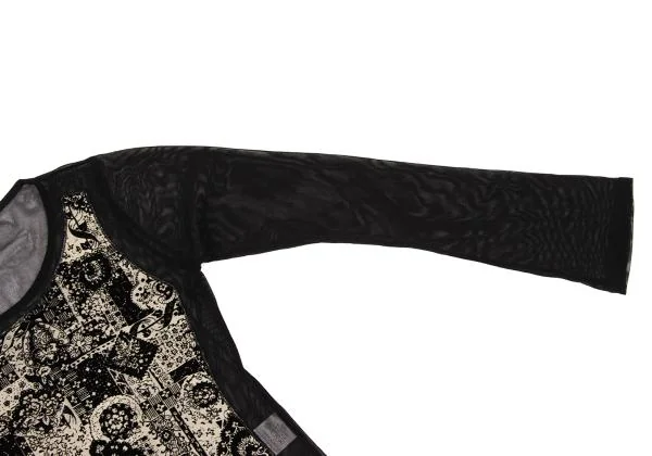 de la Vieux Flocked Print Mesh T Shirt K-148898_007