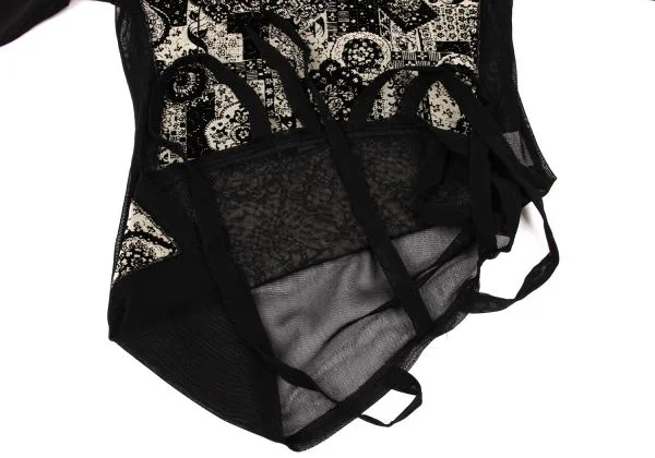 de la Vieux Flocked Print Mesh T Shirt K-148898_012