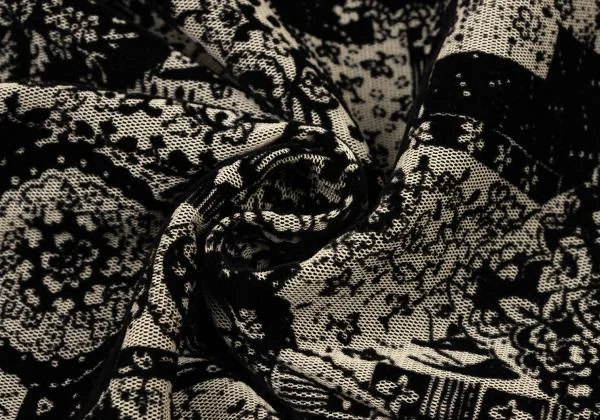 de la Vieux Flocked Print Mesh T Shirt K-148898_015