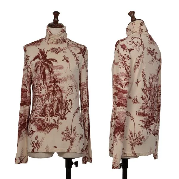 Jean Paul GAULTIER SOLEIL Printed Turtleneck T shirt Beige,Bordeaux S K-148906_001