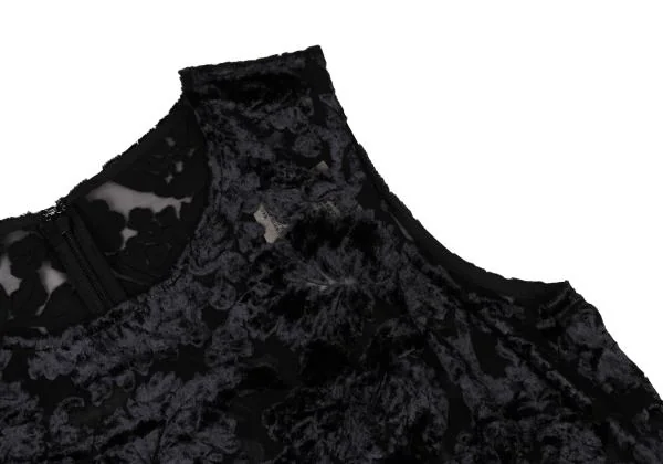 トリココムデギャルソンtricot COMME des GARCONS フラワーパイルシースルーノースリーブトップス 紺S K-148947_004