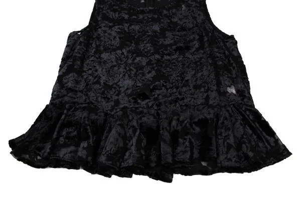 トリココムデギャルソンtricot COMME des GARCONS フラワーパイルシースルーノースリーブトップス 紺S K-148947_005