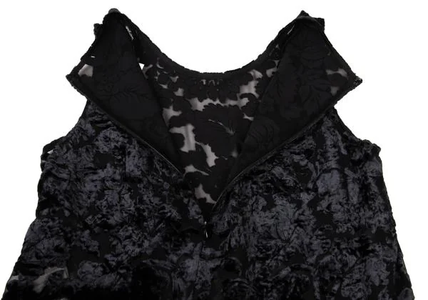 トリココムデギャルソンtricot COMME des GARCONS フラワーパイルシースルーノースリーブトップス 紺S K-148947_008