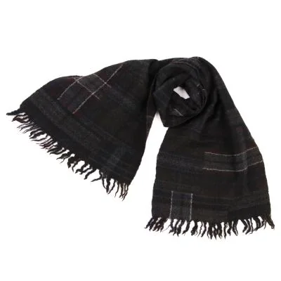 COMME des GARCONS HOMME Wool Random Check Fringe Scarf
