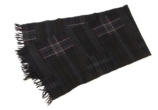 COMME des GARCONS HOMME Wool Random Check Fringe Scarf K-148965_002