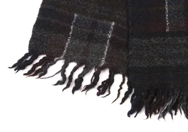 COMME des GARCONS HOMME Wool Random Check Fringe Scarf K-148965_003