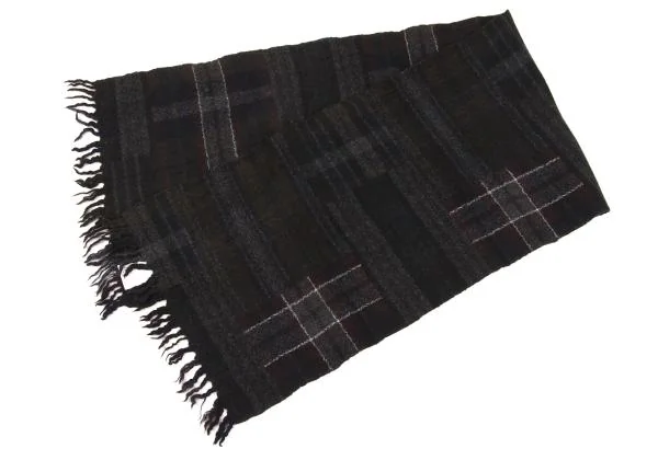 COMME des GARCONS HOMME Wool Random Check Fringe Scarf K-148965_004