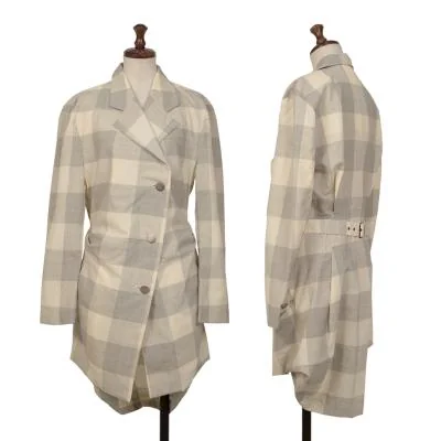 ISSEY MIYAKE Wool Tuck Check Jacket