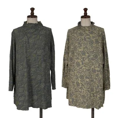 JURGEN LEHL Cotton Reversible Floral Jacquard T shirt