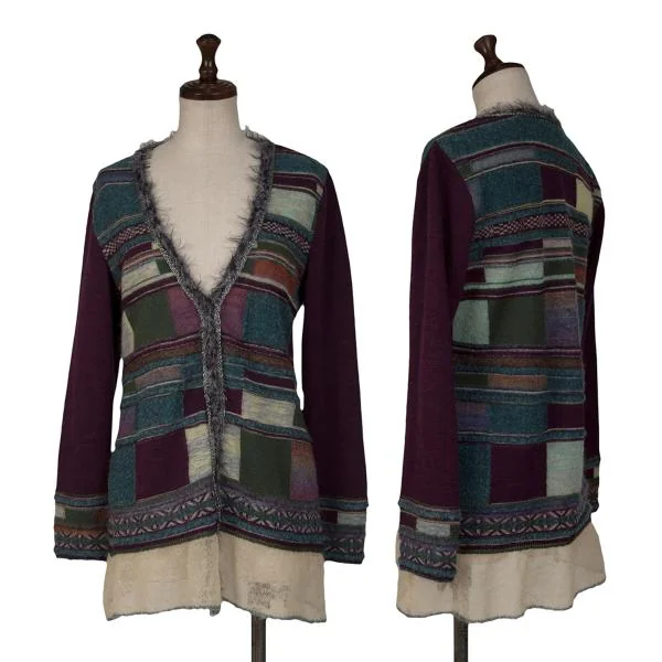 M.&KYOKO Wool Blend Cardigan Like V-neck Knit Sweater Purple,Multi-Color 1 K-149076_001