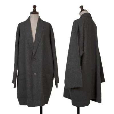 Y's for living Wool Shawl Collar Piping Long Jacket