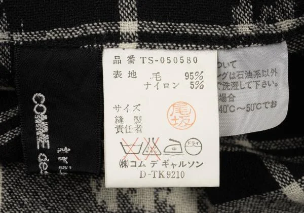 トリココムデギャルソンtricot COMME des GARCONS ウールナイロンハウンドトゥースチェックベルテッドスカート 黒アイボリーM位 K-149137_020