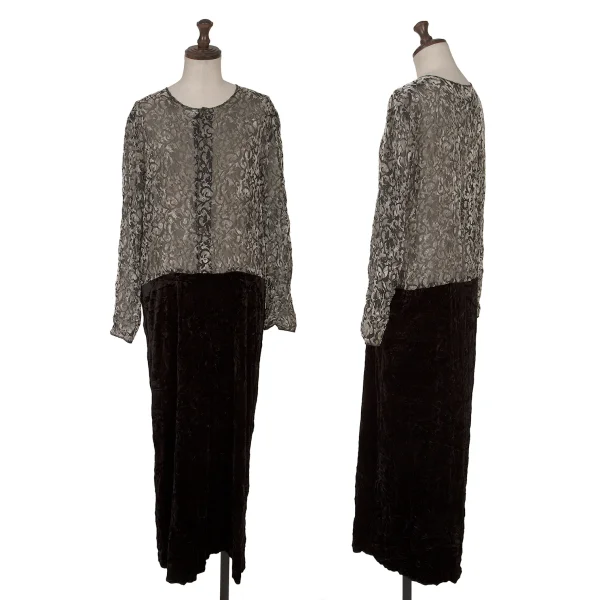 tricot COMME des GARCONS Arabesque See-through Switching Dress Grey,Black M K-149164_001