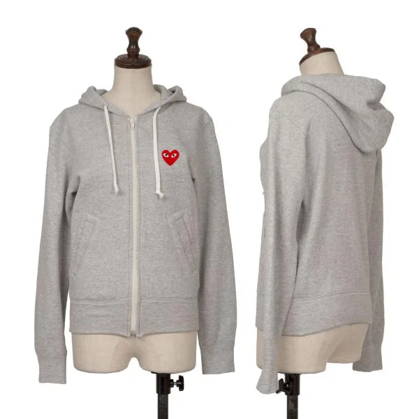PLAY COMME des GARCONS Heart Patch Zip Hoodie Grey S K-149334_001