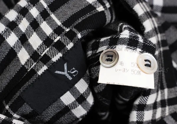 Y's Wool Rayon Check Long Sleeve Shirt K-149363_018