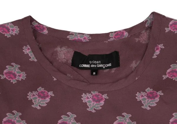 トリココムデギャルソンtricot COMME des GARCONS ローズプリント裁ち切りノースリーブ 紫S K-149404_004