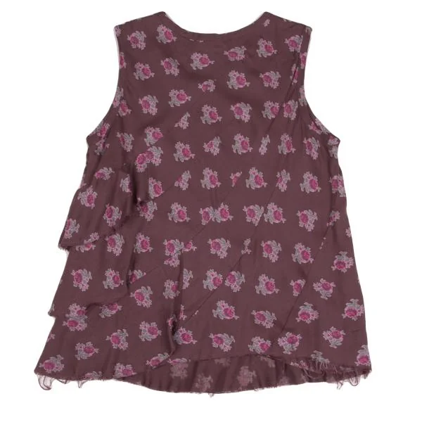 トリココムデギャルソンtricot COMME des GARCONS ローズプリント裁ち切りノースリーブ 紫S K-149404_011