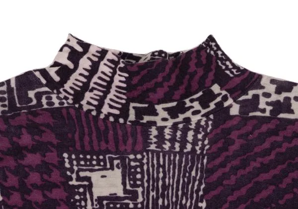 HIROKO BIS Multi-pattern Print Hight-neck Knit K-149456_004