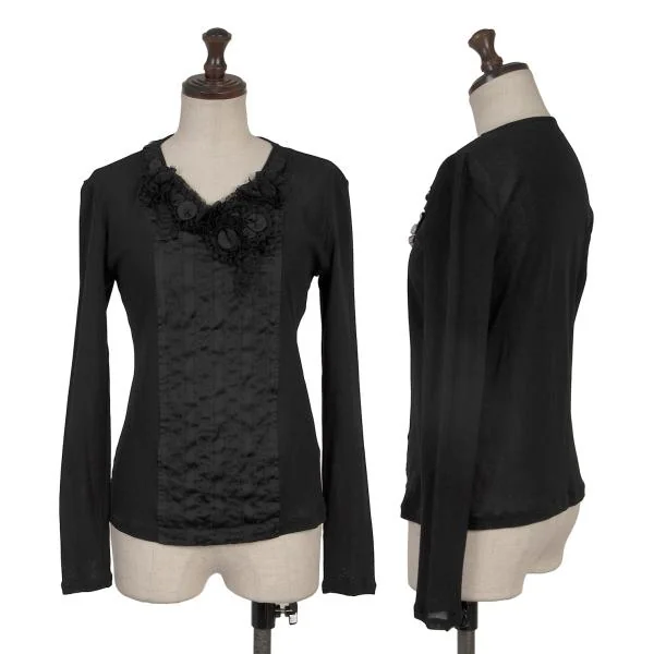 HIROKO BIS Flower Corsage Mesh T shirt Black 9 K-149457_001