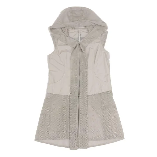 HIROKO KOSHINO TRUNK Mesh Switching Sleeveless Zip Hooded Jacket K-149459_002