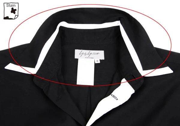 ヨウジヤマモト プールオムYohji Yamamoto POUR HOMME レーヨン混カラートリムシャツ 黒白3 K-149495_005
