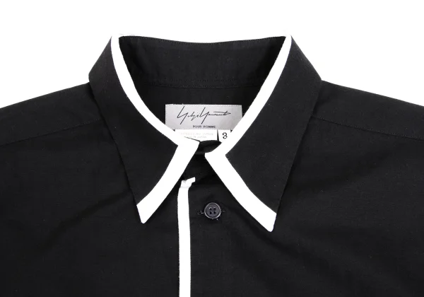 ヨウジヤマモト プールオムYohji Yamamoto POUR HOMME レーヨン混カラートリムシャツ 黒白3 K-149495_006