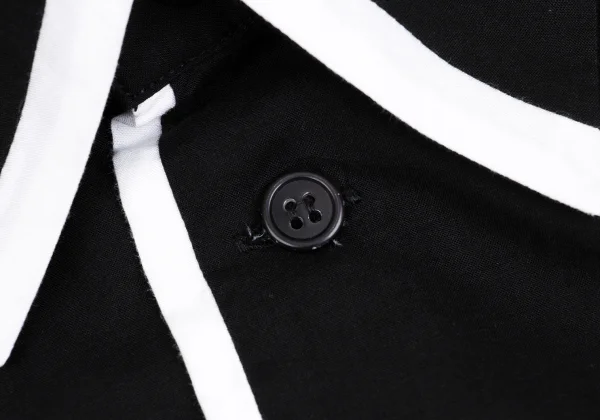 ヨウジヤマモト プールオムYohji Yamamoto POUR HOMME レーヨン混カラートリムシャツ 黒白3 K-149495_007