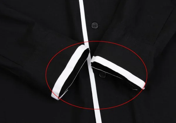 ヨウジヤマモト プールオムYohji Yamamoto POUR HOMME レーヨン混カラートリムシャツ 黒白3 K-149495_010
