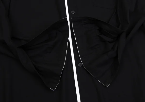 ヨウジヤマモト プールオムYohji Yamamoto POUR HOMME レーヨン混カラートリムシャツ 黒白3 K-149495_012