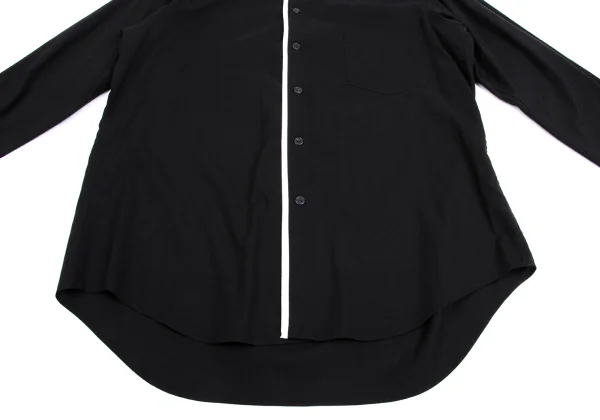 ヨウジヤマモト プールオムYohji Yamamoto POUR HOMME レーヨン混カラートリムシャツ 黒白3 K-149495_013