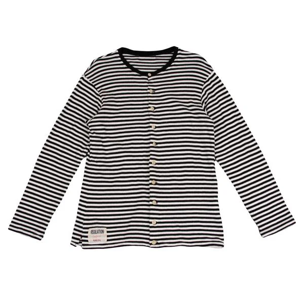 レギュレーション ヨウジヤマモトメンREGULATION Yohji Yamamoto MEN コットンボーダーニットカーディガン 黒白1 K-149514_001