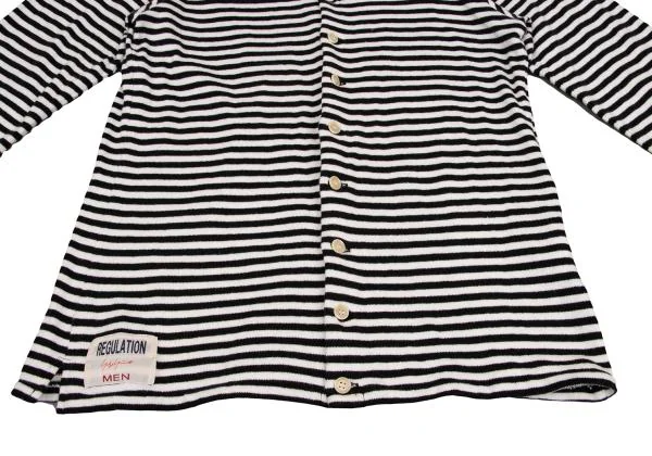 レギュレーション ヨウジヤマモトメンREGULATION Yohji Yamamoto MEN コットンボーダーニットカーディガン 黒白1 K-149514_006