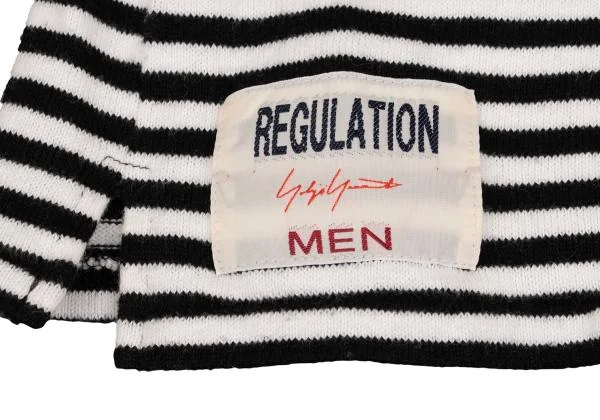 レギュレーション ヨウジヤマモトメンREGULATION Yohji Yamamoto MEN コットンボーダーニットカーディガン 黒白1 K-149514_007