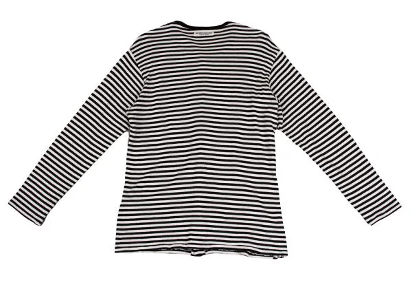 レギュレーション ヨウジヤマモトメンREGULATION Yohji Yamamoto MEN コットンボーダーニットカーディガン 黒白1 K-149514_009