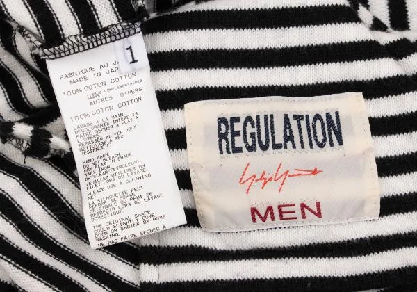 レギュレーション ヨウジヤマモトメンREGULATION Yohji Yamamoto MEN コットンボーダーニットカーディガン 黒白1 K-149514_012
