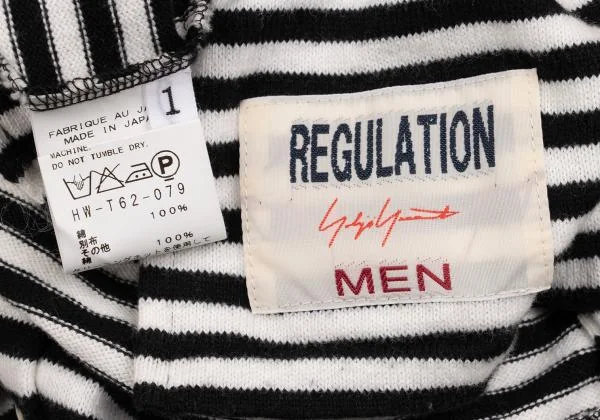 レギュレーション ヨウジヤマモトメンREGULATION Yohji Yamamoto MEN コットンボーダーニットカーディガン 黒白1 K-149514_013