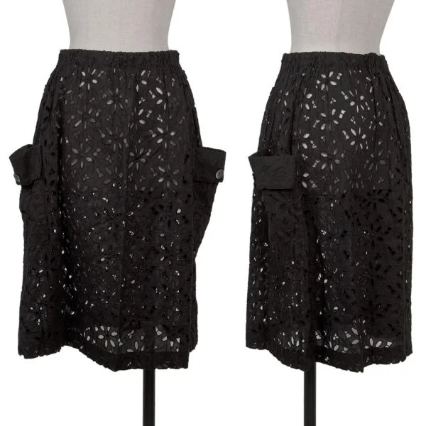 tricot COMME des GARCONS Embroidered Lace Side Pocket Skirt Black S-M K-149571_001